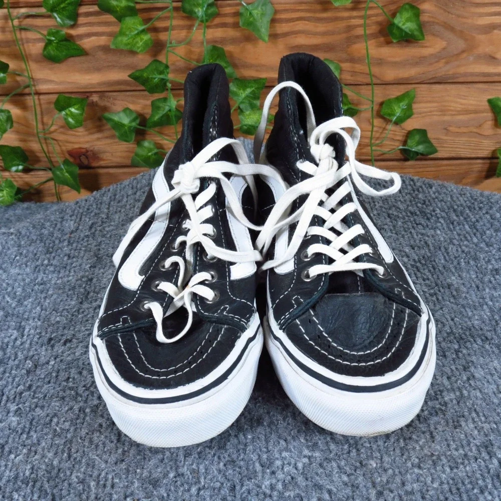 Vans Sk8-Hi Women Sneaker Size 5 Skate Casual Black White Leather High Top‎